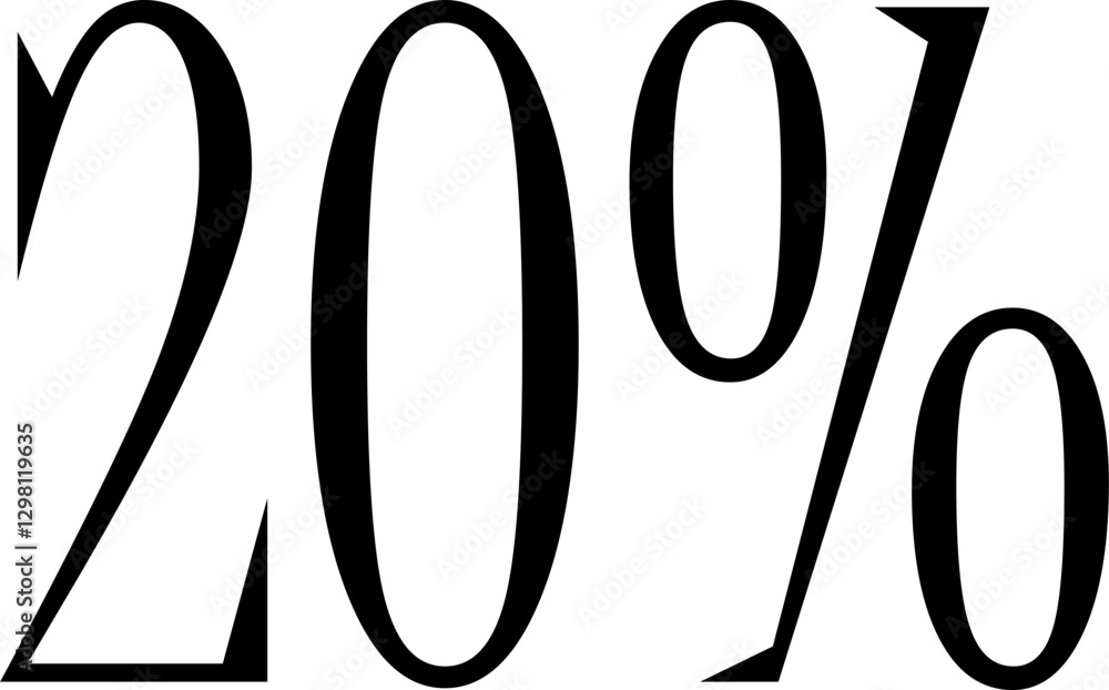 Obraz premium 20 Percentage Discount Offer Number Typography Style A0479