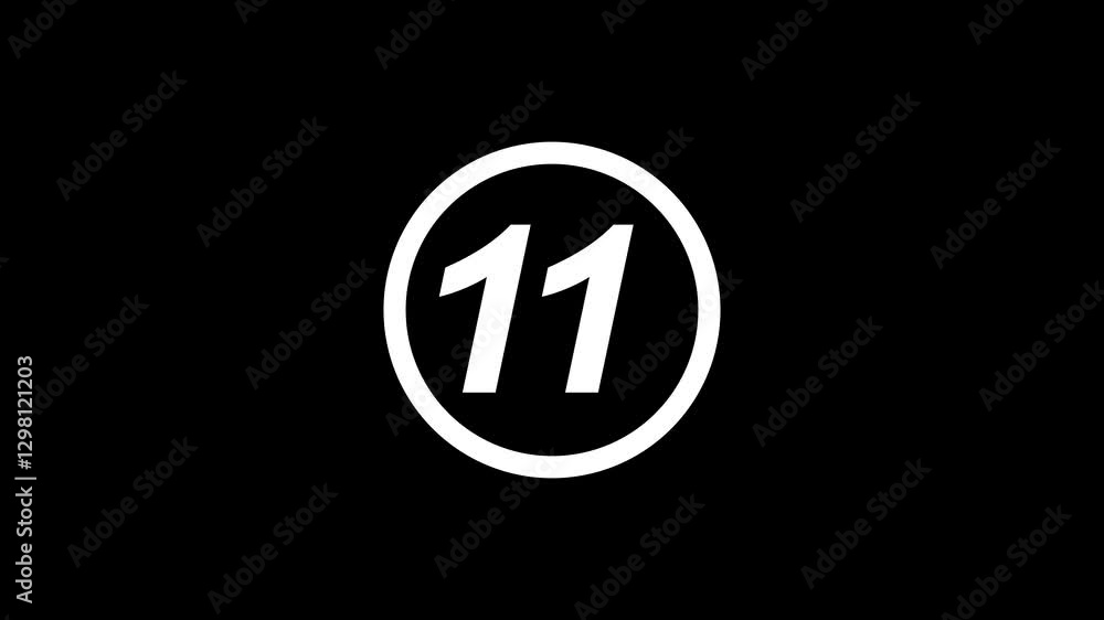 glowing text 11 icon animation with background concept.11 number countdown icon background 4k animation.11 text animation by white color on black background. glowing text 11 icon animation with background concept.11 number countdown icon background 4k animation.11 text animation by white color on black background.