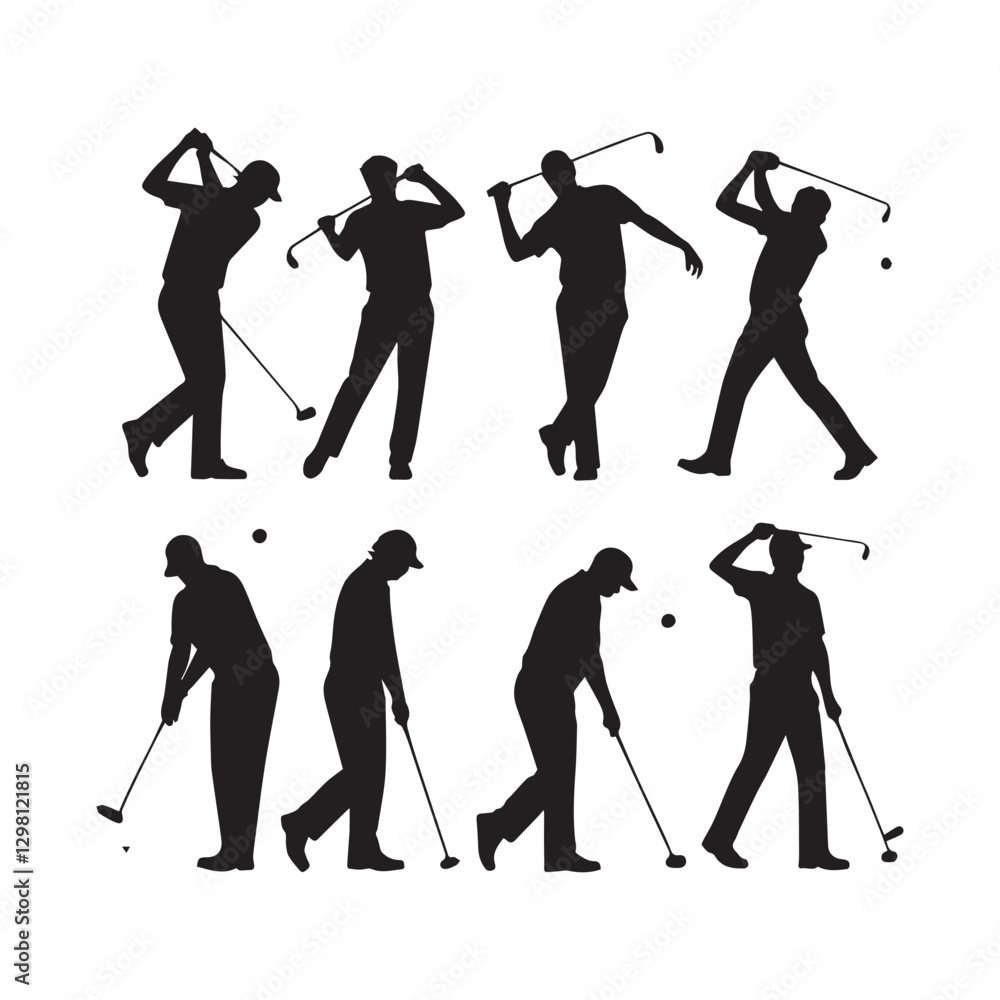 Obraz premium golfer silhouettes collection - vector white background