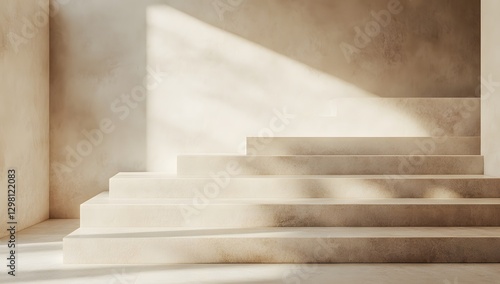 Beige Steps in Sunlight-Drenched Room
