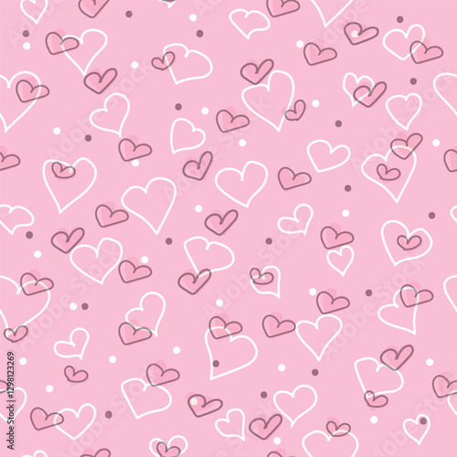 Wallpaper Mural Hand drawn hearts seamless pattern. Continuous line drawing of a heart, black and white vector minimalist love concept illustration. Torontodigital.ca