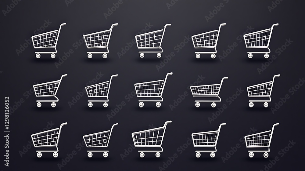 A Set of Modern and Sleek Shopping Cart Icons in Various Styles A Set of Modern and Sleek Shopping Cart Icons in Various Styles