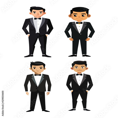 Elegant Men in Tuxedos Illustration