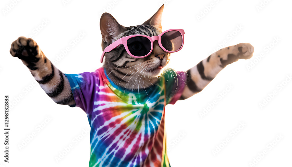 A playful cat in sunglasses celebrating joyfully isolated
A playful cat in sunglasses celebrating joyfully isolated