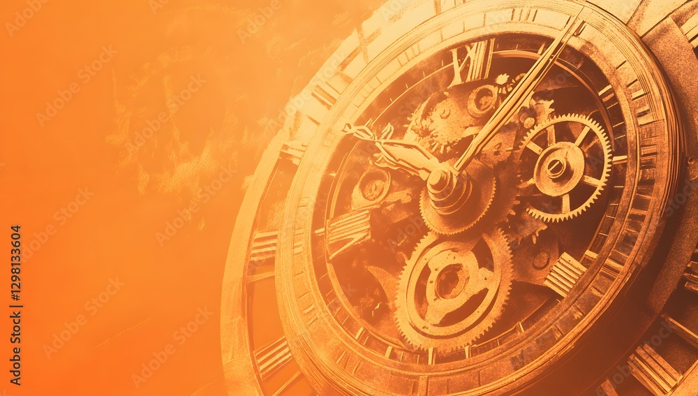 Naklejka premium Ornate clockwork mechanism in warm light