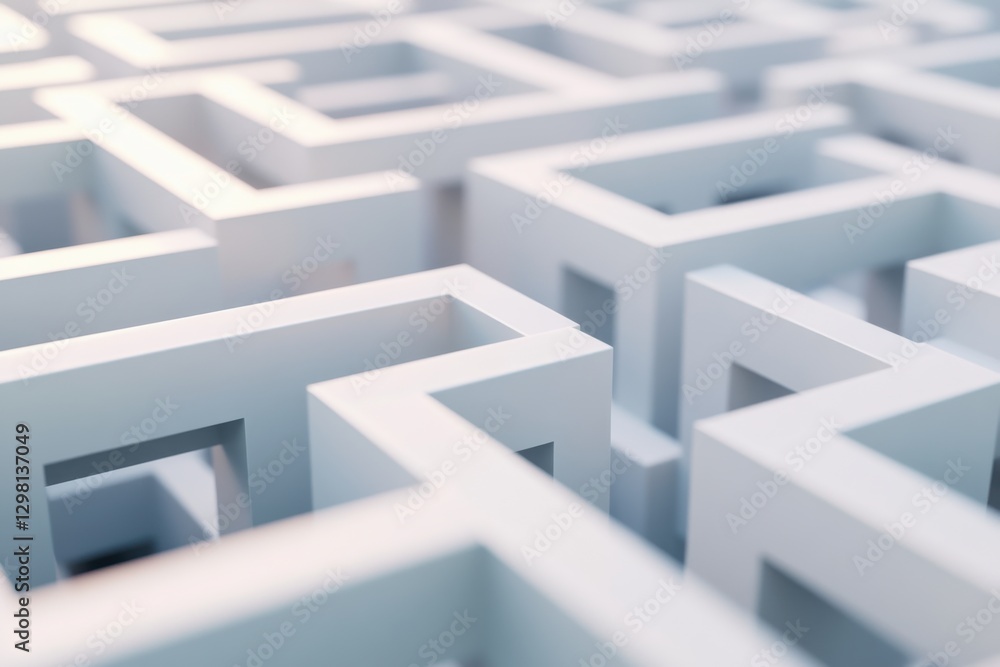 Intricate White Maze Structure Close-Up on a Soft Background