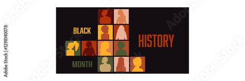 Celebrating Black History Month. Women's history month banner. Women's power. Black History Month. Flat design. The power is in women.