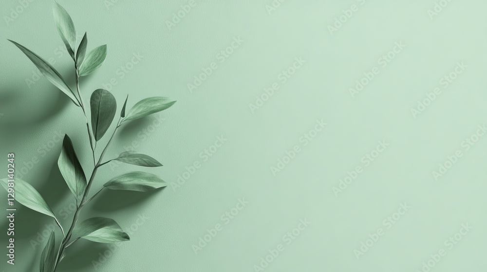 Fototapeta premium A calming, solid green background. It has a subtle paper texture and plenty of space for text or images. 