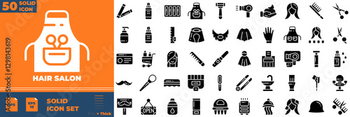 Hair Salon Solid Editable Icons set