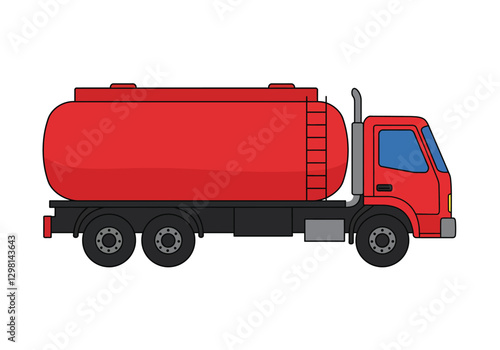 Tank truck clipart. This image shows a red tank truck with a cylindrical tank and a ladder on the side. Vector illustration design.