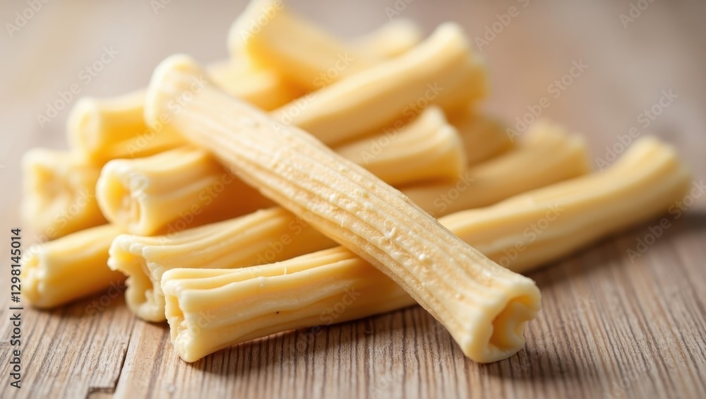 Collagen Stick. Pasta sticks are on table ready to be eaten Collagen Stick. Pasta sticks are on table ready to be eaten