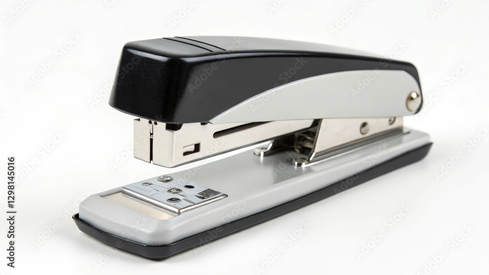 Black and Silver Stapler on White Background Black and Silver Stapler on White Background