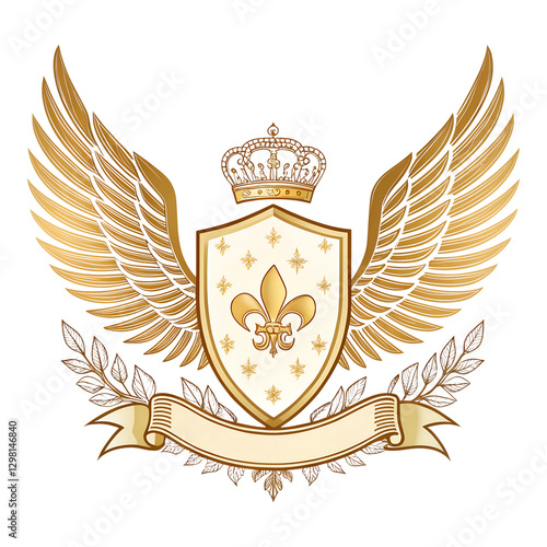 Coat of arms with wings isolated on white background