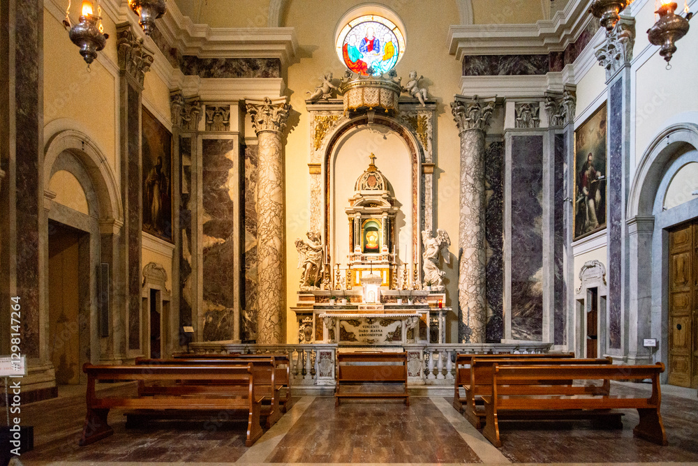 Fototapeta premium Livorno, Tuscany, Italy: interior of the cathedral of Livorno dedicated to Saint Francis of Assisi