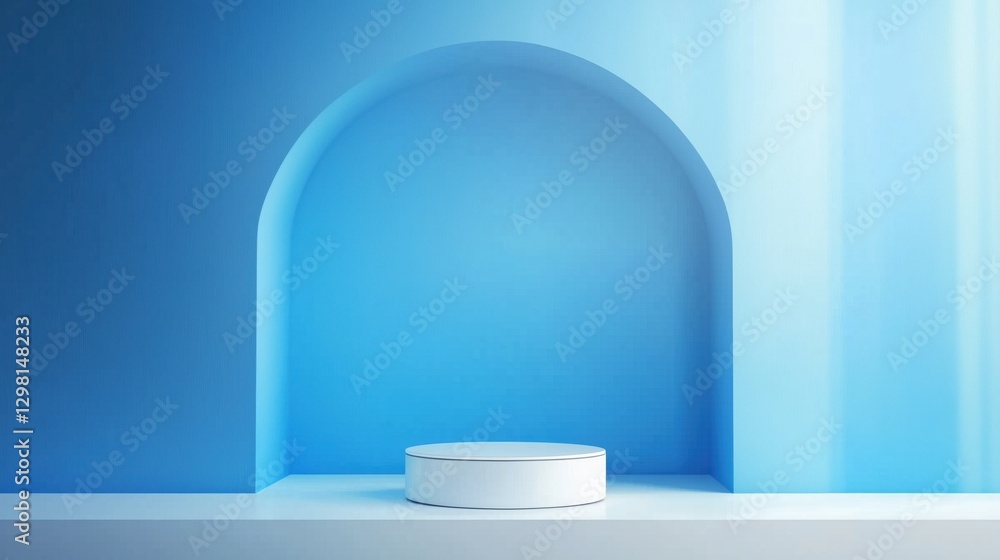3D blue podium product exhibition background display space,Generative Ai illustration 3D blue podium product exhibition background display space,Generative Ai illustration