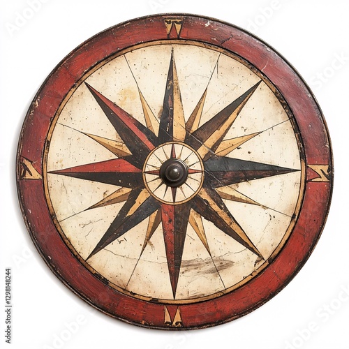 Vintage Compass Rose Design with Stylized Eight Points and Colors