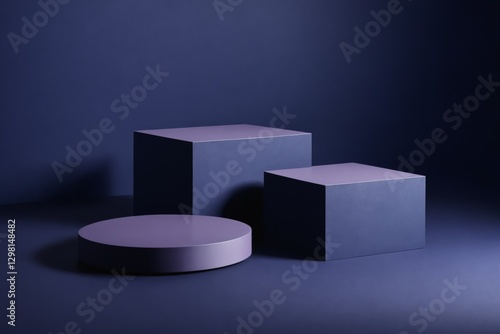 Geometric podiums in shades of blue and lavender