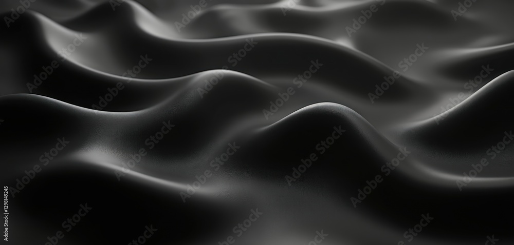 Obraz premium Abstract wavy black white background. Fluid, dynamic wave pattern. Smooth curves, elegant lines create visual texture. Minimalist design projects, modern art concepts in greyscale for presentation