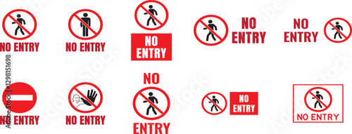 No entry icon symbol. Isolated vector no entry sign on white background.