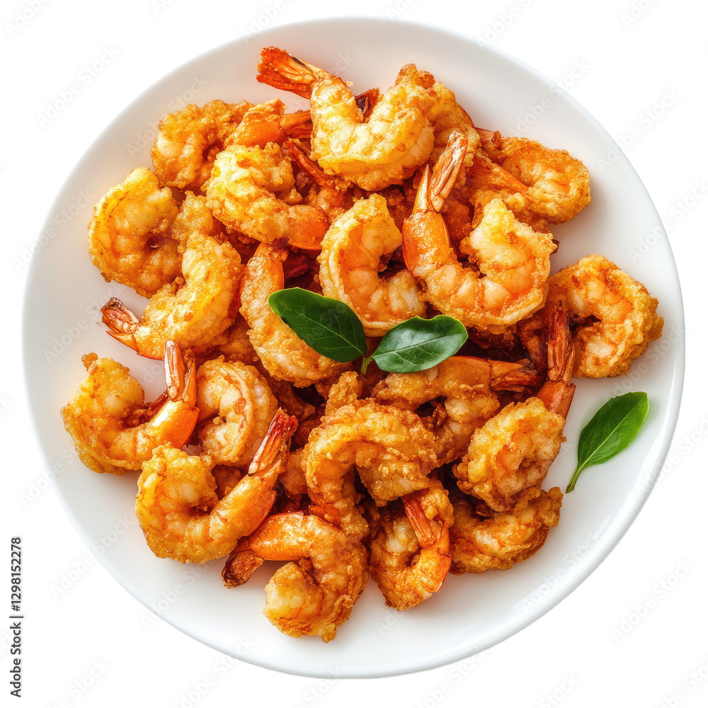 Crispy fried shrimp on transparent background Crispy fried shrimp on transparent background
