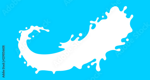milk splash flowing, milky splashing, milk simple shape, milk waves, milk splashes for advertising dairy products