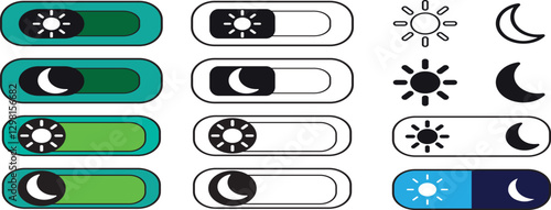 Moon and stars icon set. Night mode icon button for apps or websites. Vector illustration
