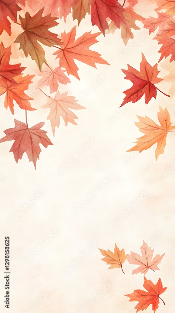 soft autumn leaves on peach beige background soft autumn leaves on peach beige background
