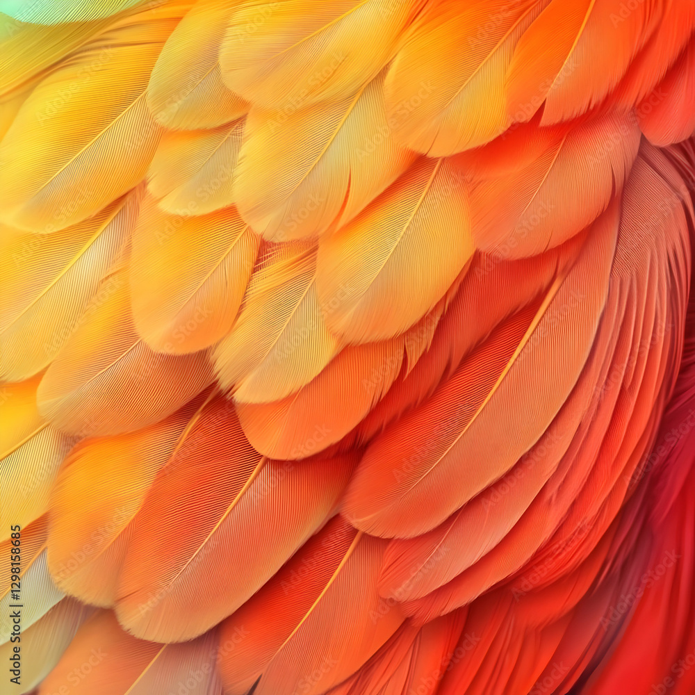 Fototapeta premium Vibrant Orange Bird Feather Illustration
