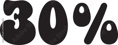 30 Percentage Discount Offer Number Typography Style A0006