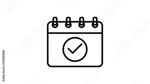 line calendar with checklist icon on white background