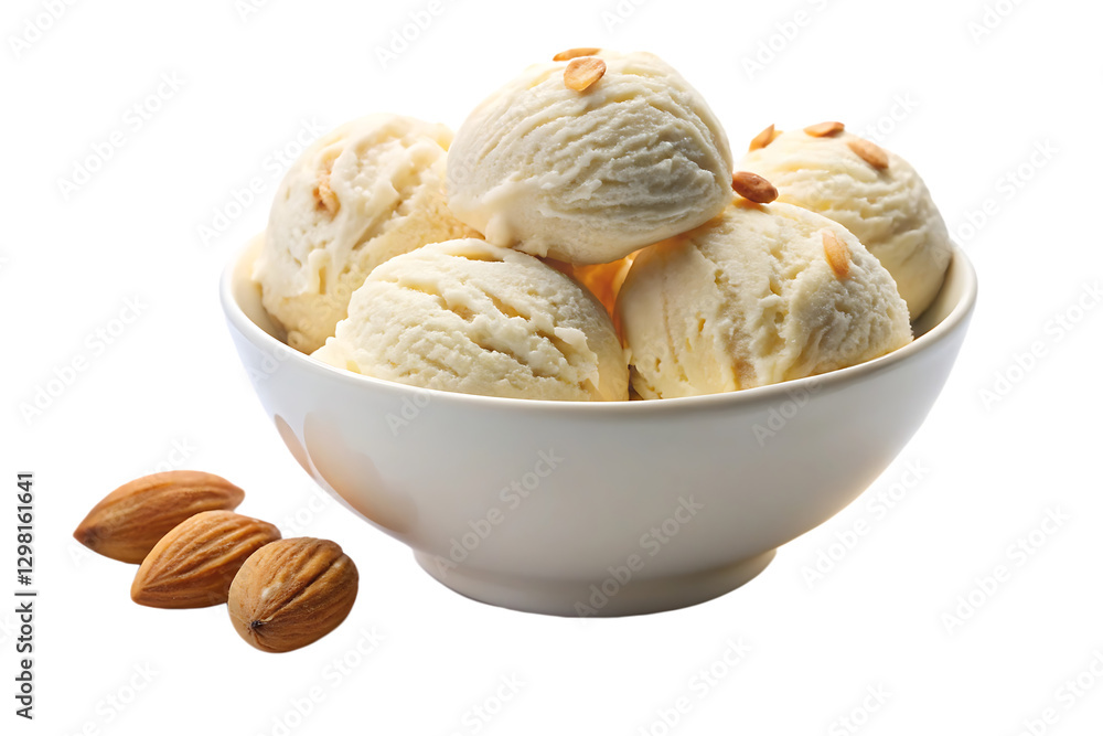 bowl of almond ice cream image isolated on transparent background bowl of almond ice cream image isolated on transparent background