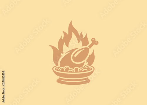 Tandoori Chicken Logo – A sizzling tandoori chicken with flames, symbolizing bold spices and smoky flavors.