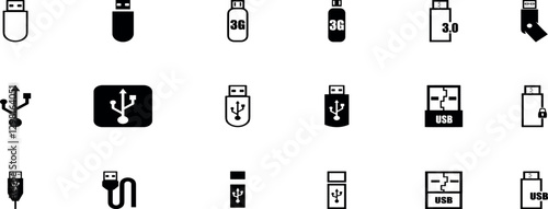 USB flash drive icon vector. Transfer and storage data with flash drive computer device sign symbol illustration