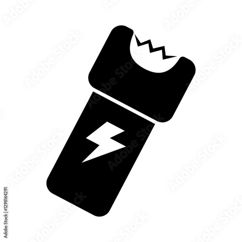 Electric shock and taser silhouette icon. Vector.