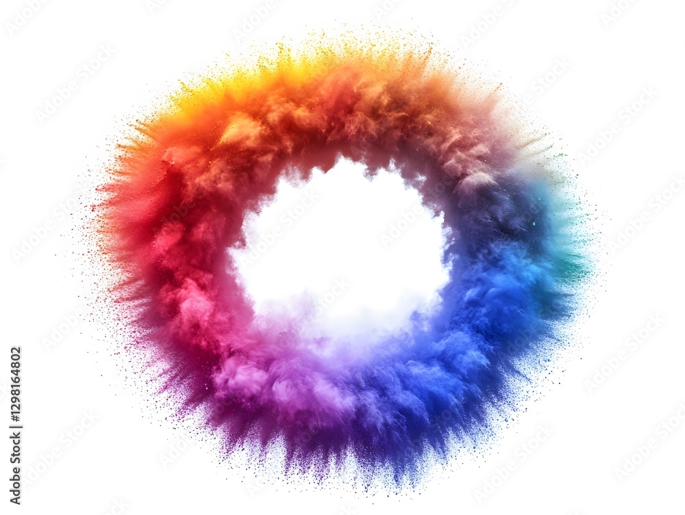 Vibrant Rainbow Powder Explosion Circle Abstract Background Vibrant Rainbow Powder Explosion Circle Abstract Background