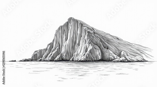 Classic Black and White Drawing of the Rock of Gibraltar