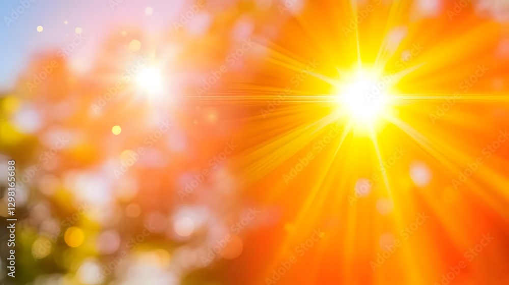 Vibrant Sun Rays Bokeh Background Summer Sunlight Vibrant Sun Rays Bokeh Background Summer Sunlight