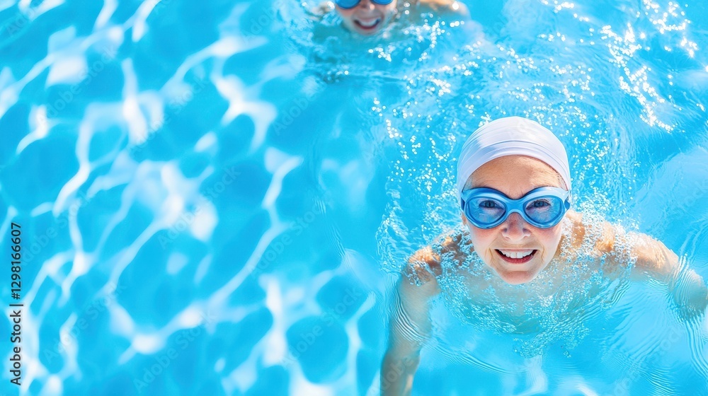 Naklejka premium Happy Female Swimmer Smiling In Pool