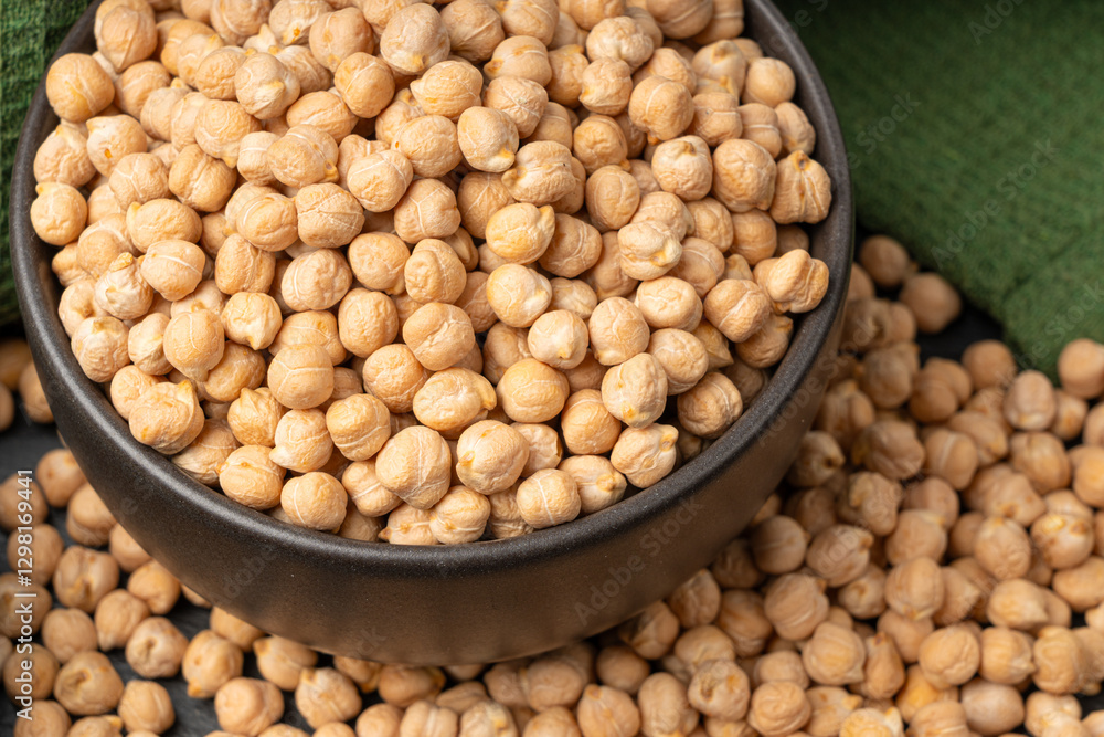 Chickpea, chick pea pile, dry Cicer arietinum fruits, raw Bengal gram legume, garbanzo beans Chickpea, chick pea pile, dry Cicer arietinum fruits, raw Bengal gram legume, garbanzo beans