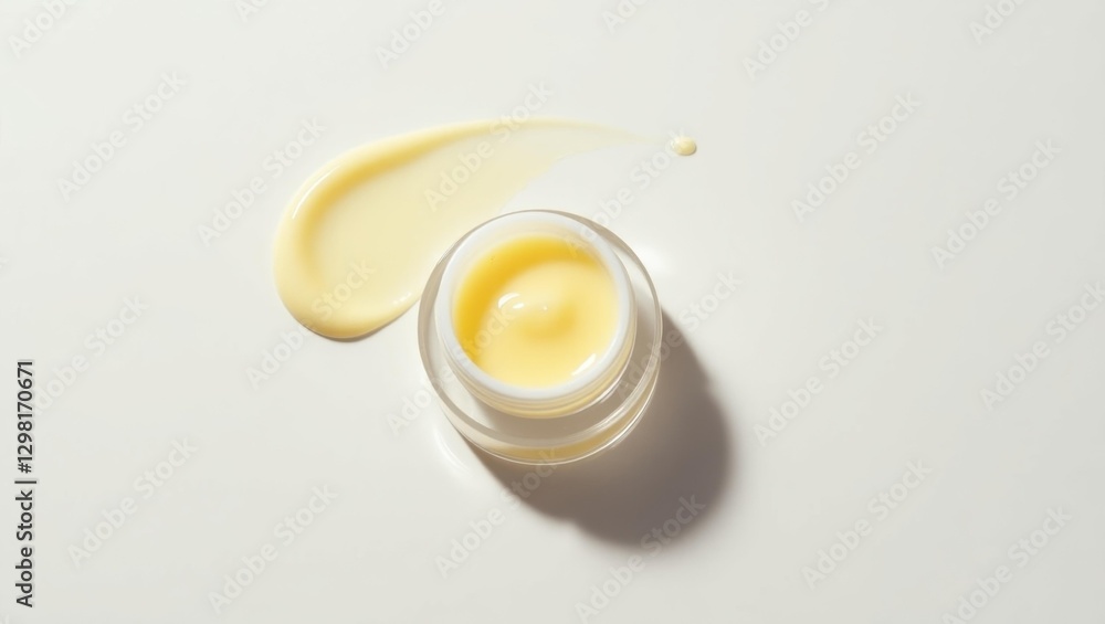 Cuticle Balm. Cream is sitting on table next to lip Cuticle Balm. Cream is sitting on table next to lip