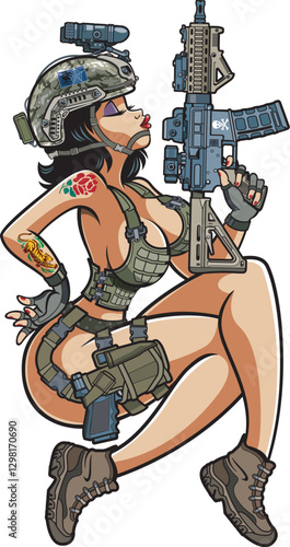 Military special forces pin-up style girl