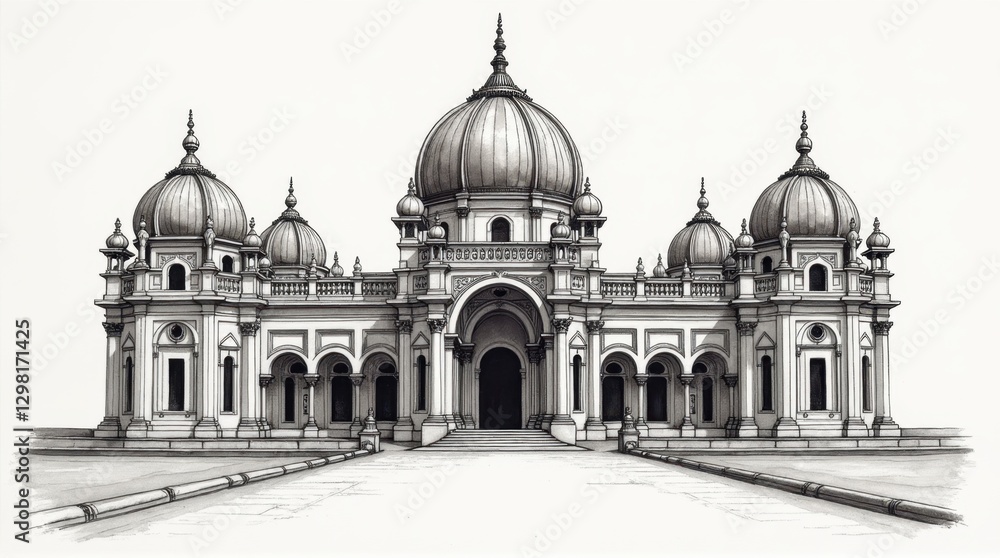 Ink Illustration of the Royal Pavilion in Brighton Ink Illustration of the Royal Pavilion in Brighton