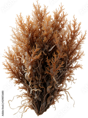 Fucus vesiculosus, rockweed, bladder wrack, black tang, sea grapes, bladder fucus, sea oak, cut weed, dyers fucus, red fucus 
or rock wrack brown seaweed isolated transparent png