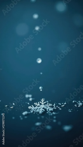 Wallpaper Mural A single snowflake falls onto a black surface slowly, peaceful, winter Torontodigital.ca