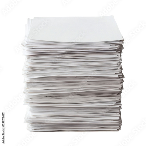 A neat stack of blank white paper sheets, neatly arranged, showcasing their clean surfaces and uniform size. isolated on white background.