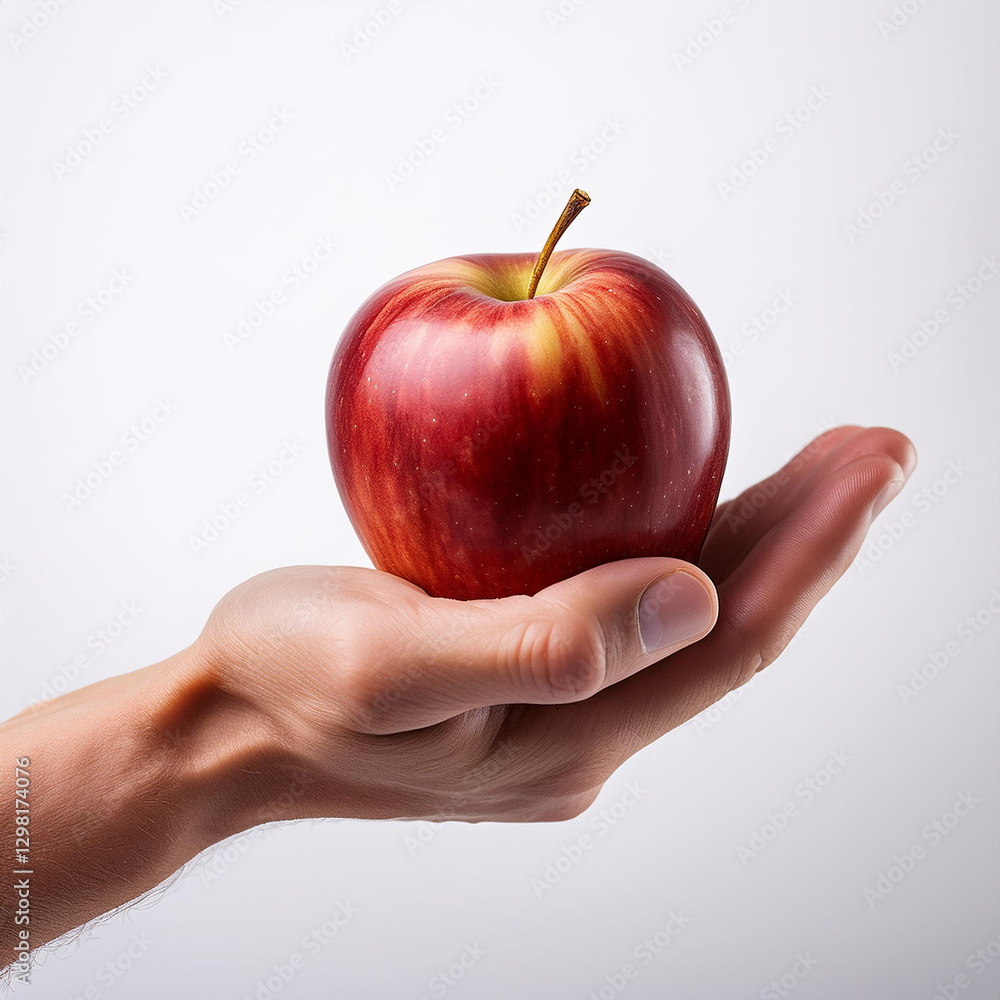 hand holding red apple in white background hand holding red apple in white background