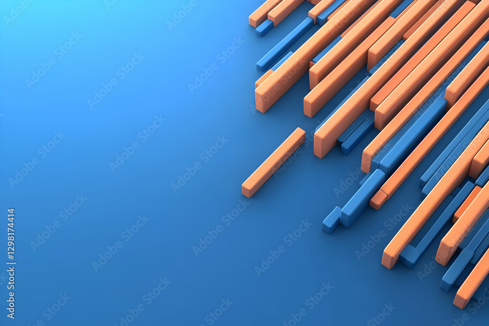 Abstract 3D Blue Orange Blocks Background Abstract 3D Blue Orange Blocks Background