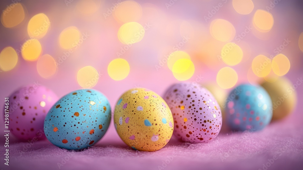 Pastel Easter eggs bokeh background Pastel Easter eggs bokeh background