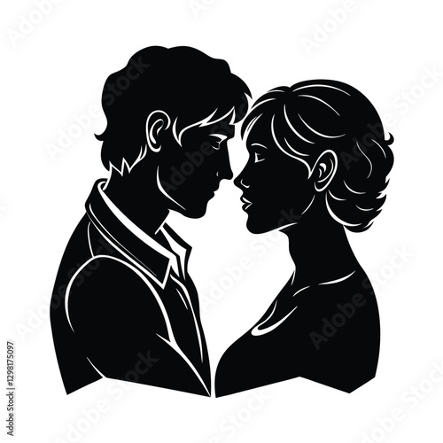 Loving couple touching foreheads in a sweet romantic moment