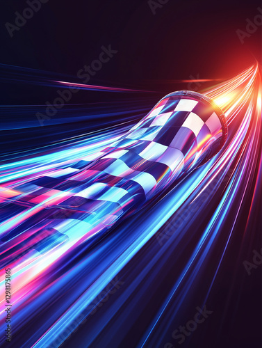 motorsport racing event poster template, dynamic speed motion effect, checkered flag graphics